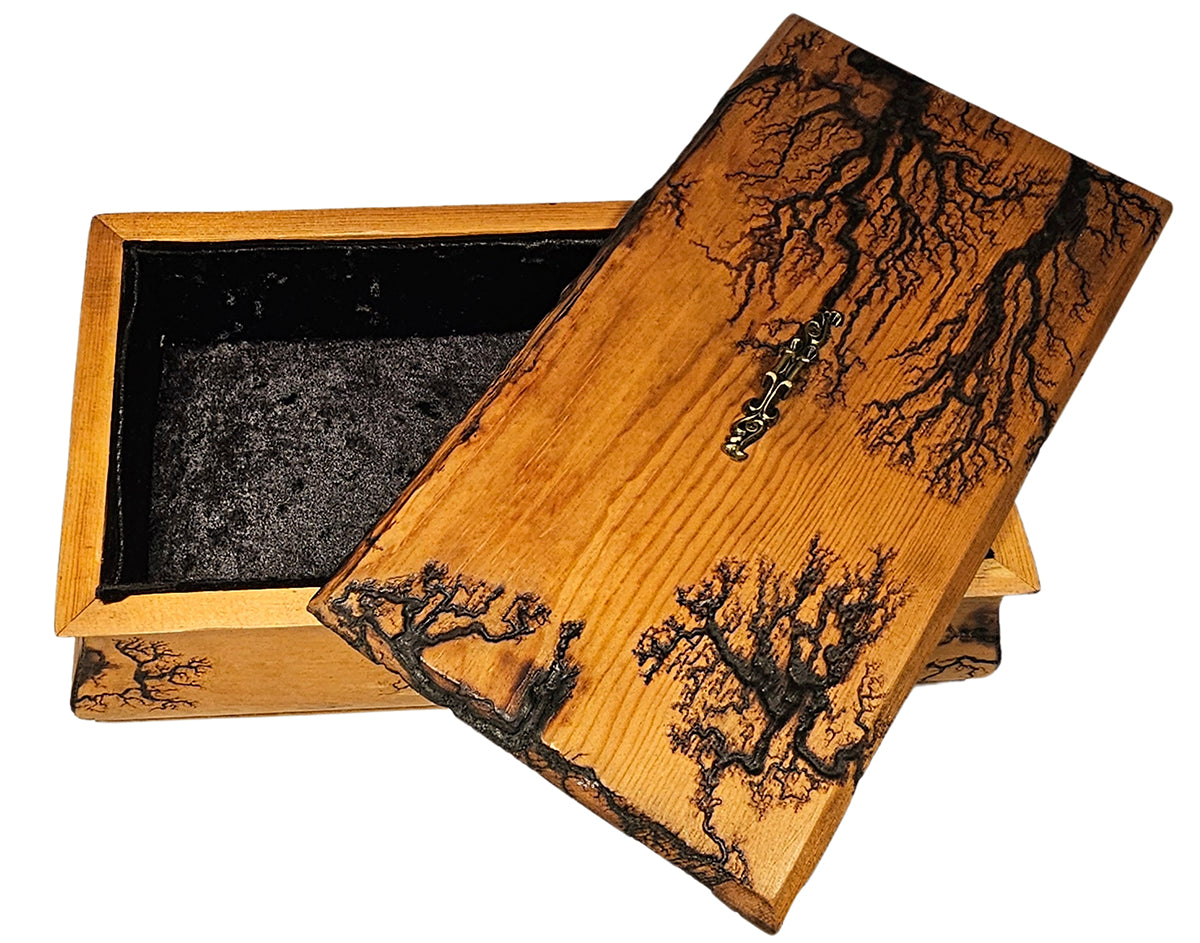 Dusk Forest Fractal Burn Wooden Keepsake Box