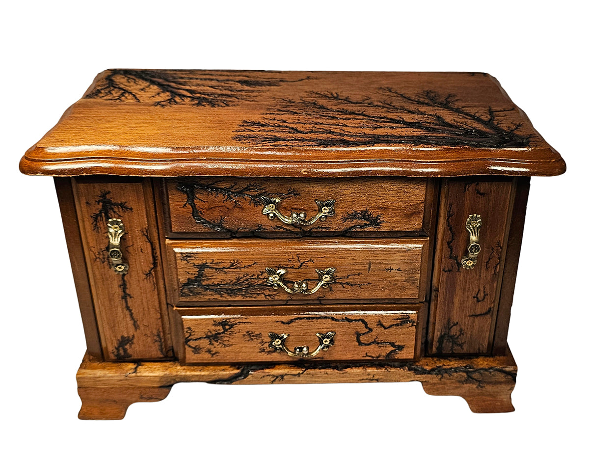 Sunny Meadows Fractal Burn Wooden Jewelry Box