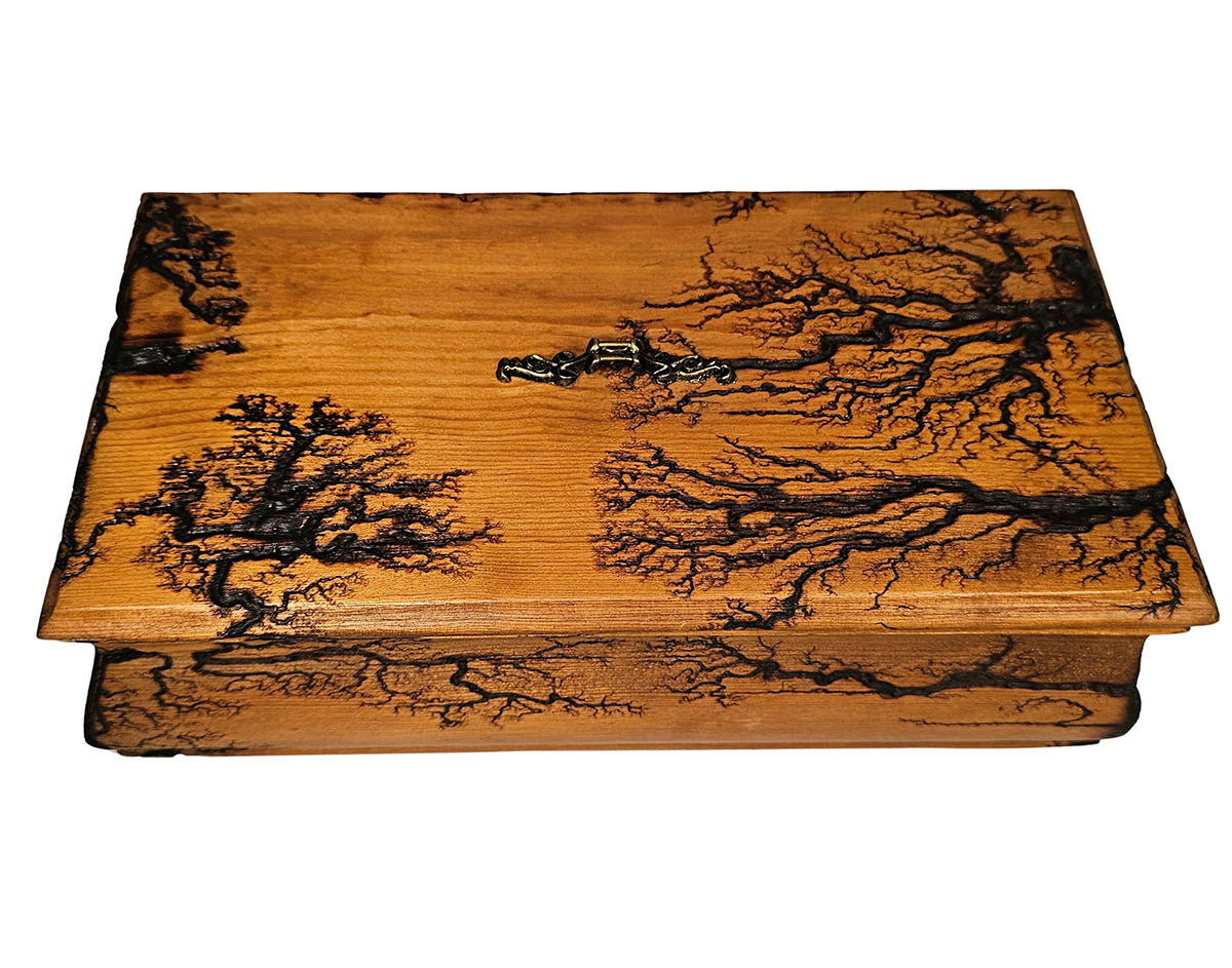 Dusk Forest Fractal Burn Wooden Keepsake Box