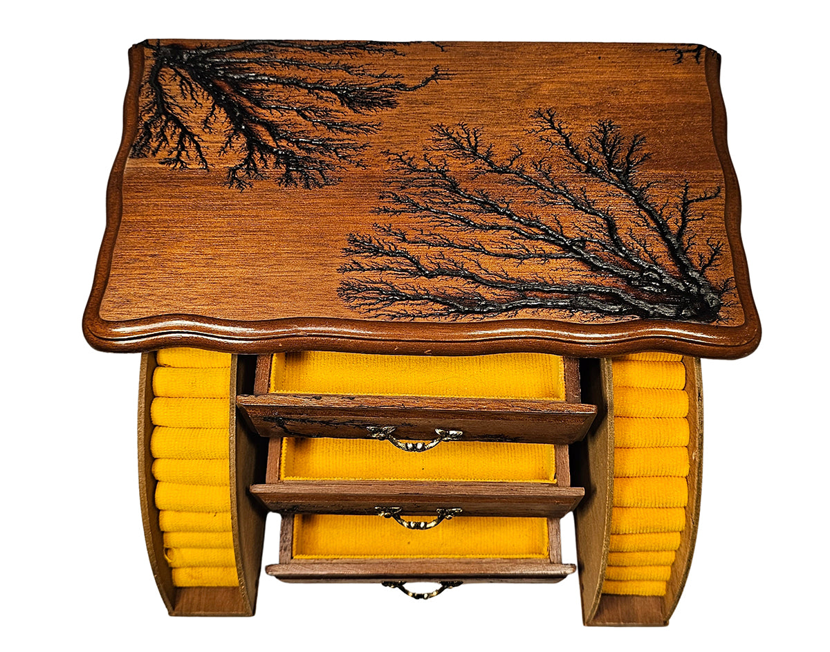 Sunny Meadows Fractal Burn Wooden Jewelry Box