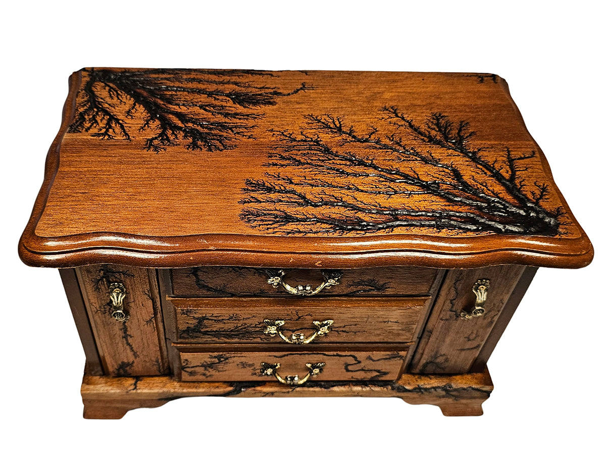 Sunny Meadows Fractal Burn Wooden Jewelry Box