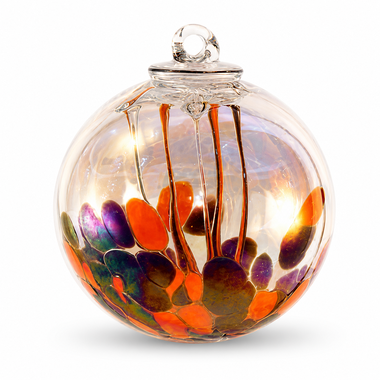 Black & Orange Medusa Glass Ball Ornament, 6"