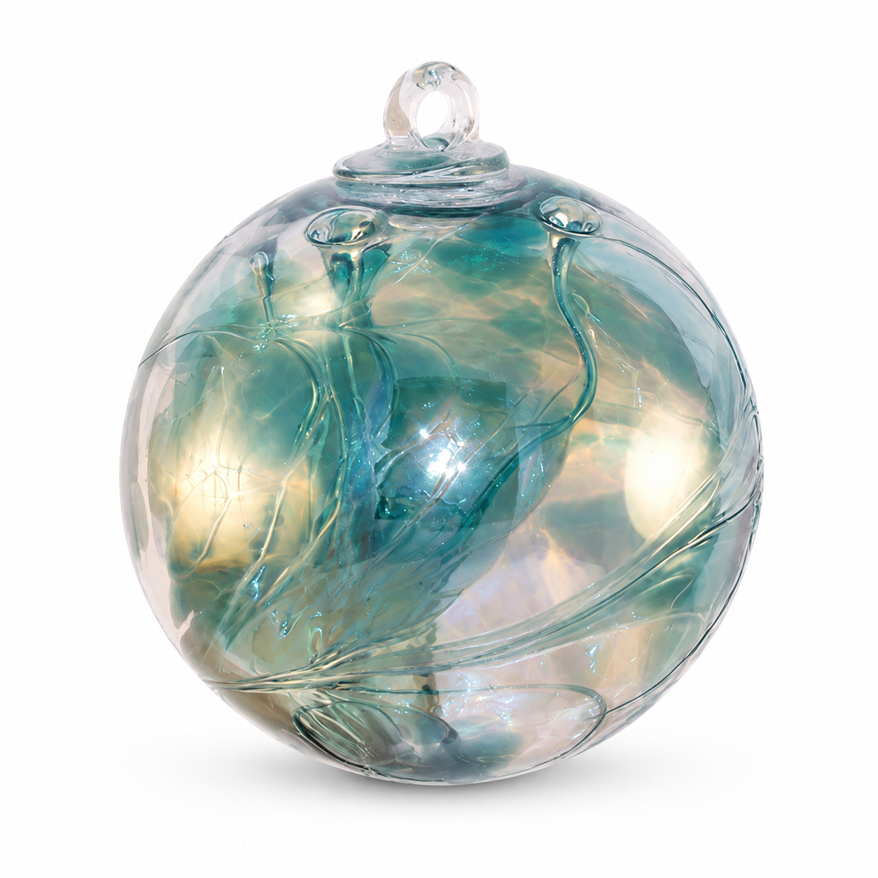 Emerald Glass Witch Ball Ornament, 6"