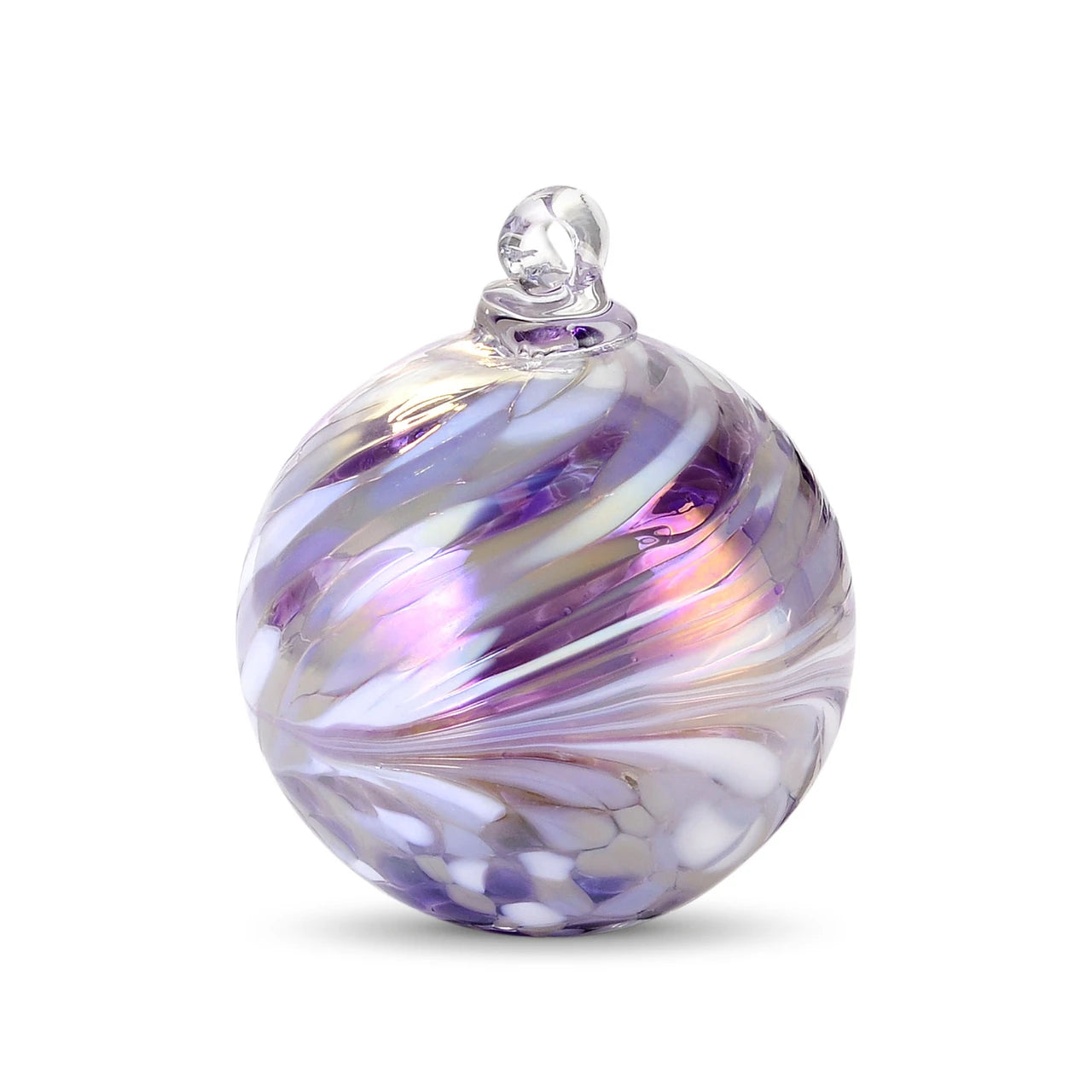 Lavender Lilly Glass Friendship Ball Ornament, 2.5"