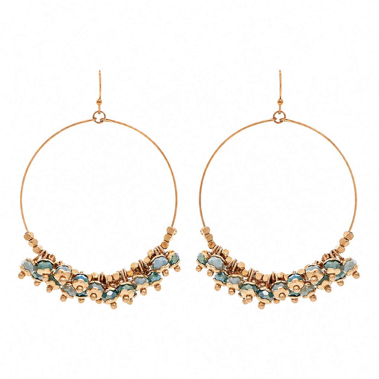 Pendientes con flecos y cuentas de cristal azul