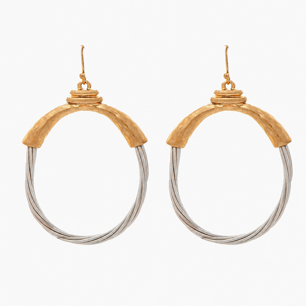 Gold & Silver Wire Hoop Earrings