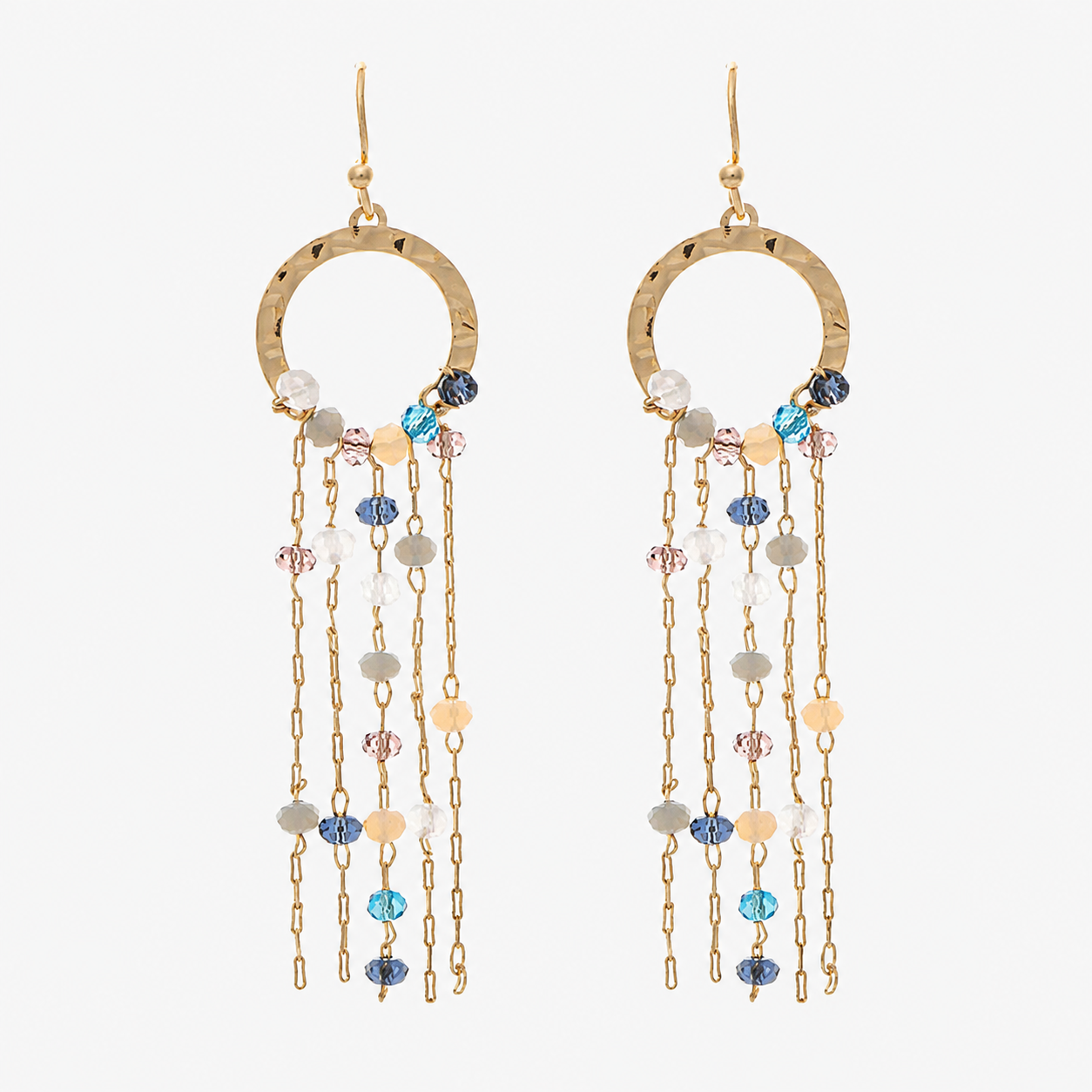 Gold Chain and Beaded Fringe Earrings
