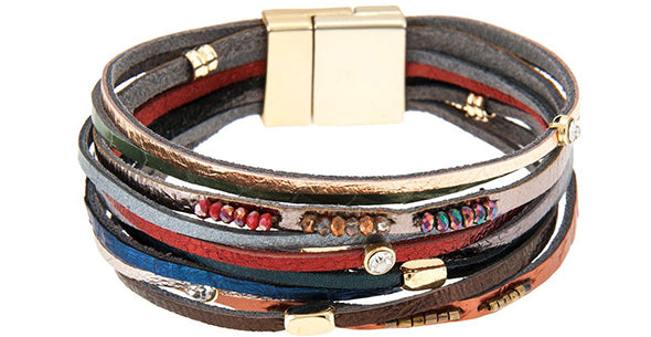 Multicolor Mixed Media Magnetic Bracelet