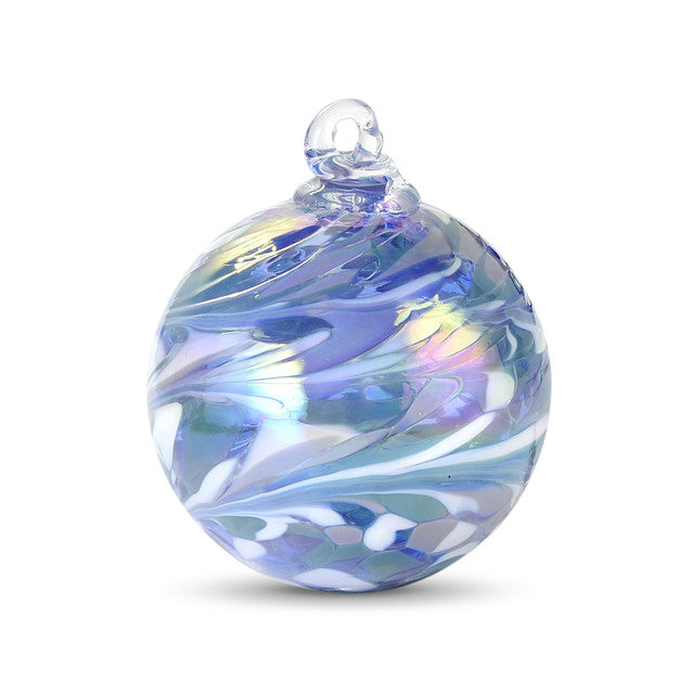Sari Blue Glass Friendship Ball Ornament, 2.5"
