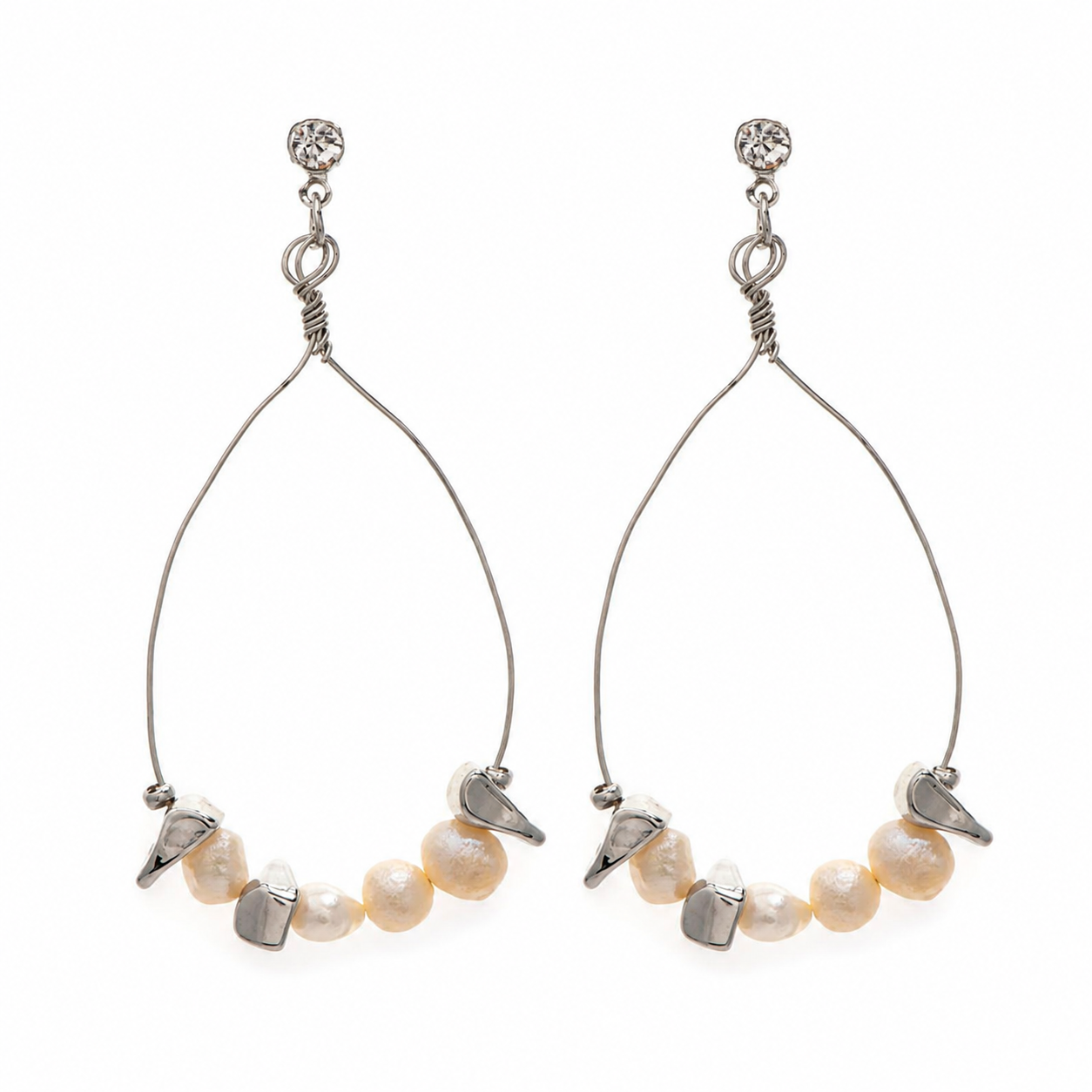 Freshwater Pearl & Silver Teardrop Earrings