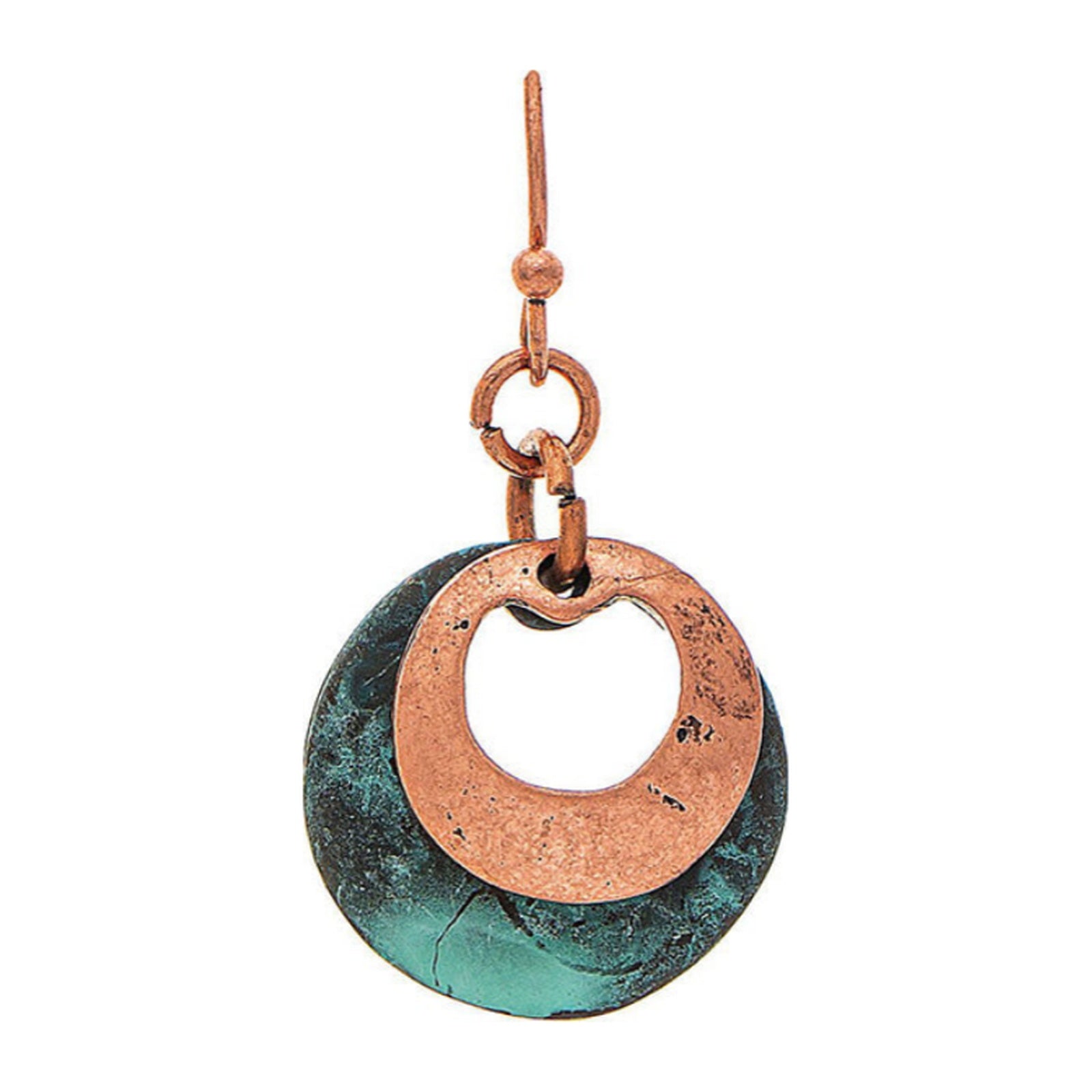Patina & Copper Circle Drop Earrings