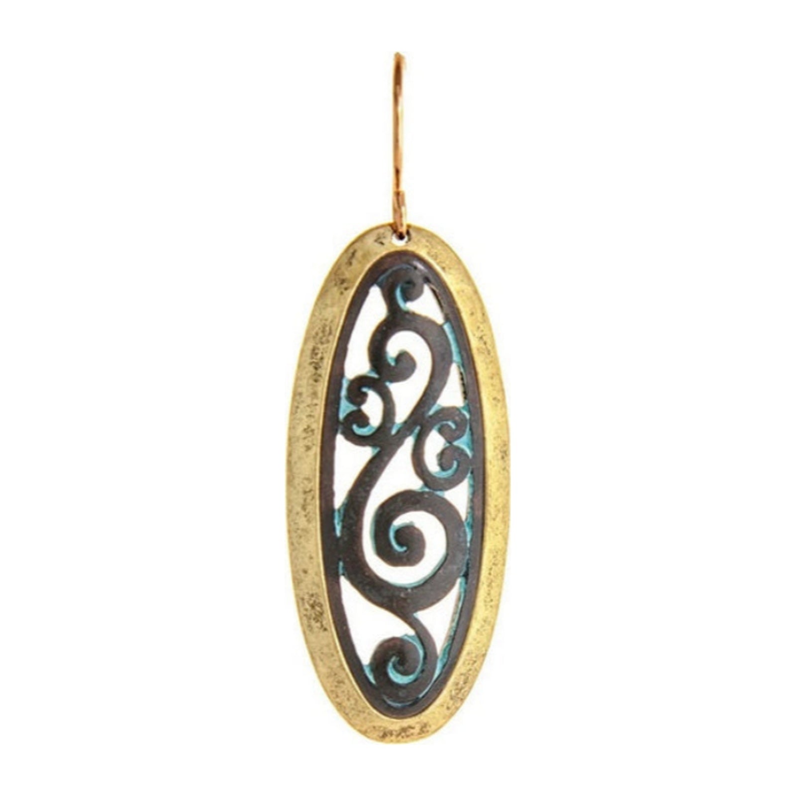 Patina Oval Swirl Dangle Earrings