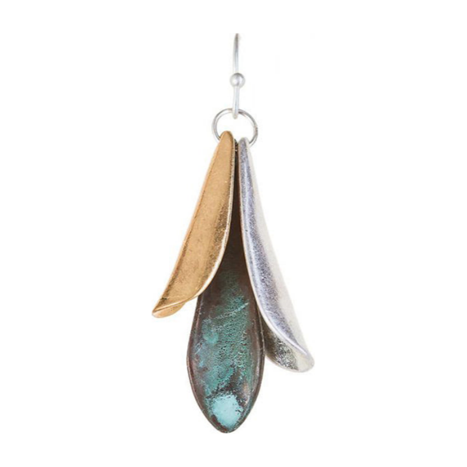 Patina Mix Flower Petal Dangle Earrings