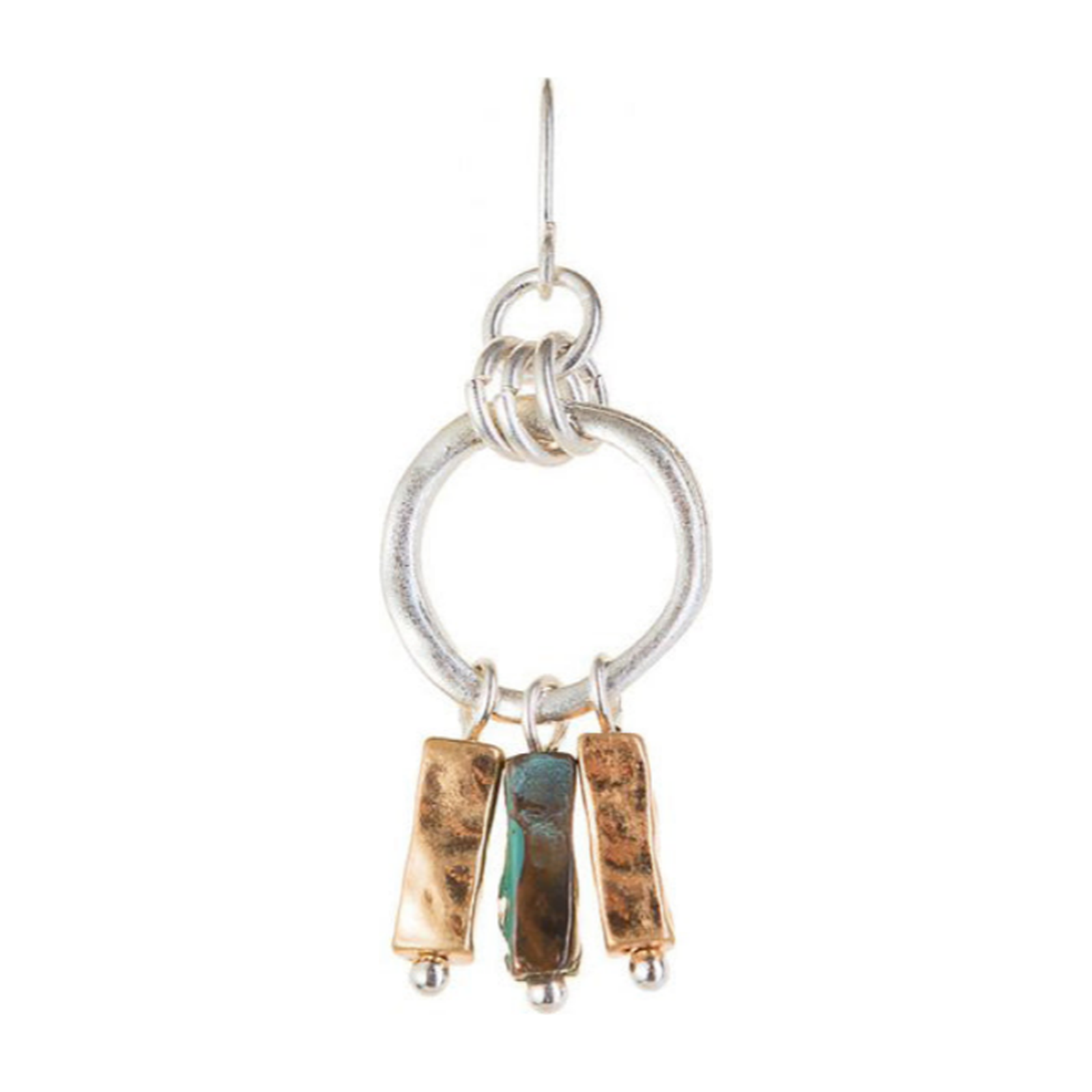 Silver Patina Mix Little Bar Hoop Earrings