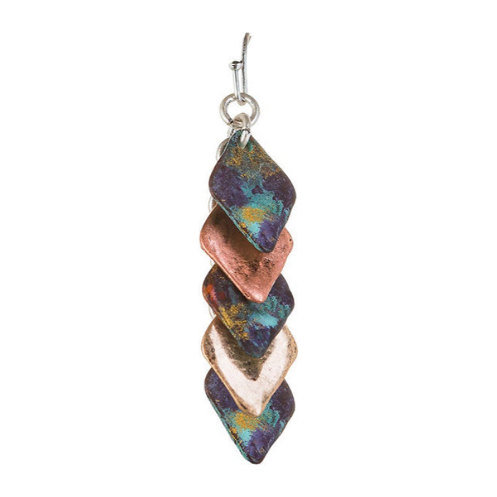 Patina copper and gold-tone layered cascade drop earring