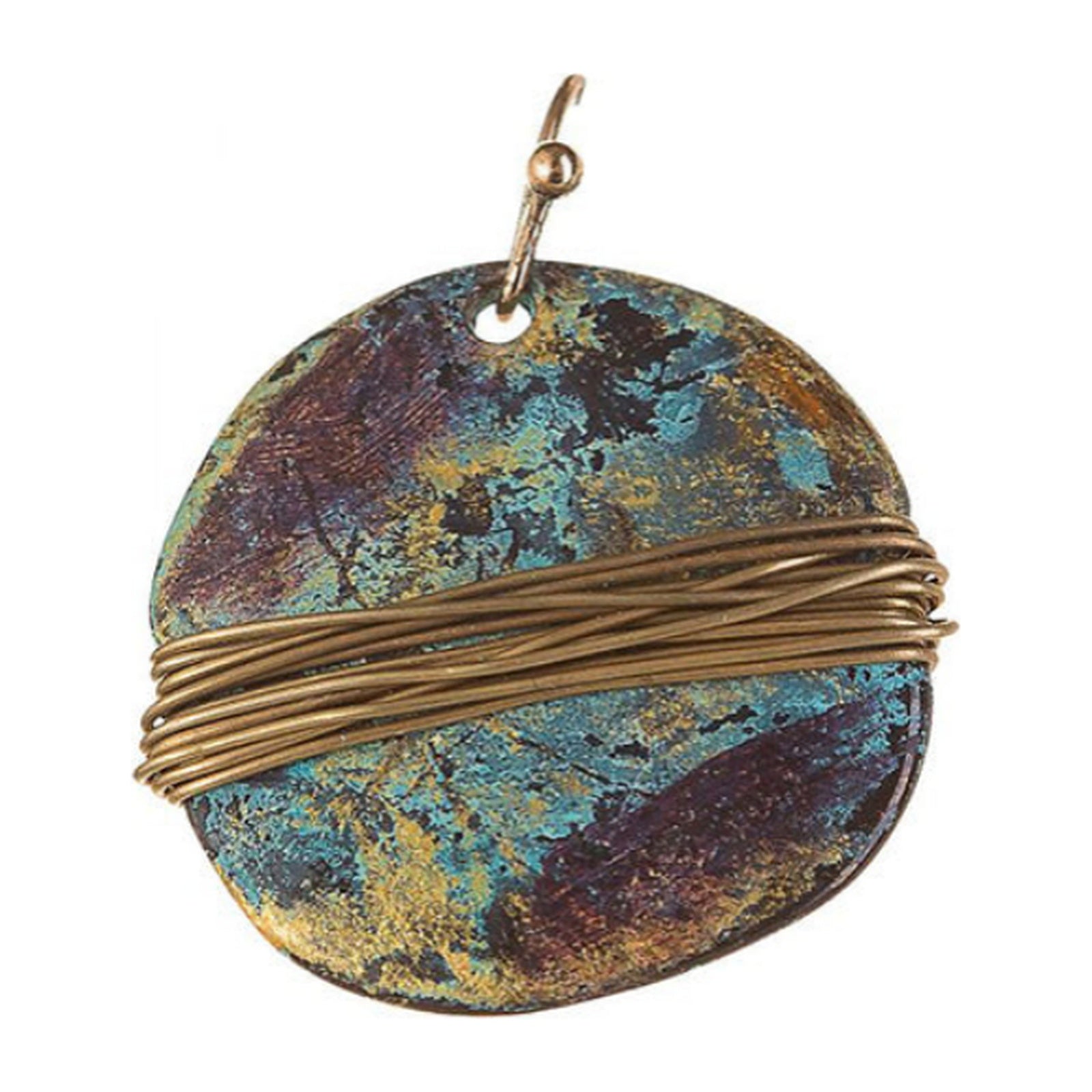 Patina Wire Wrapped Circle Dangle Earrings