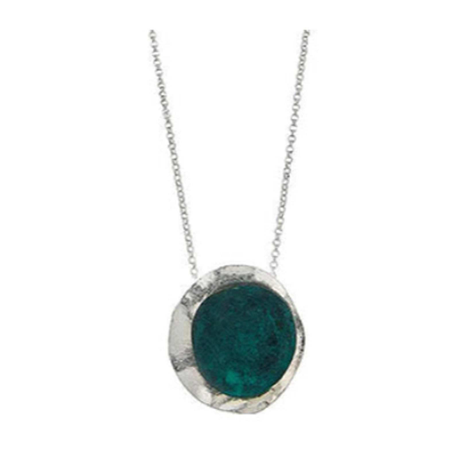 Patina Center Silver Disc Necklace Set