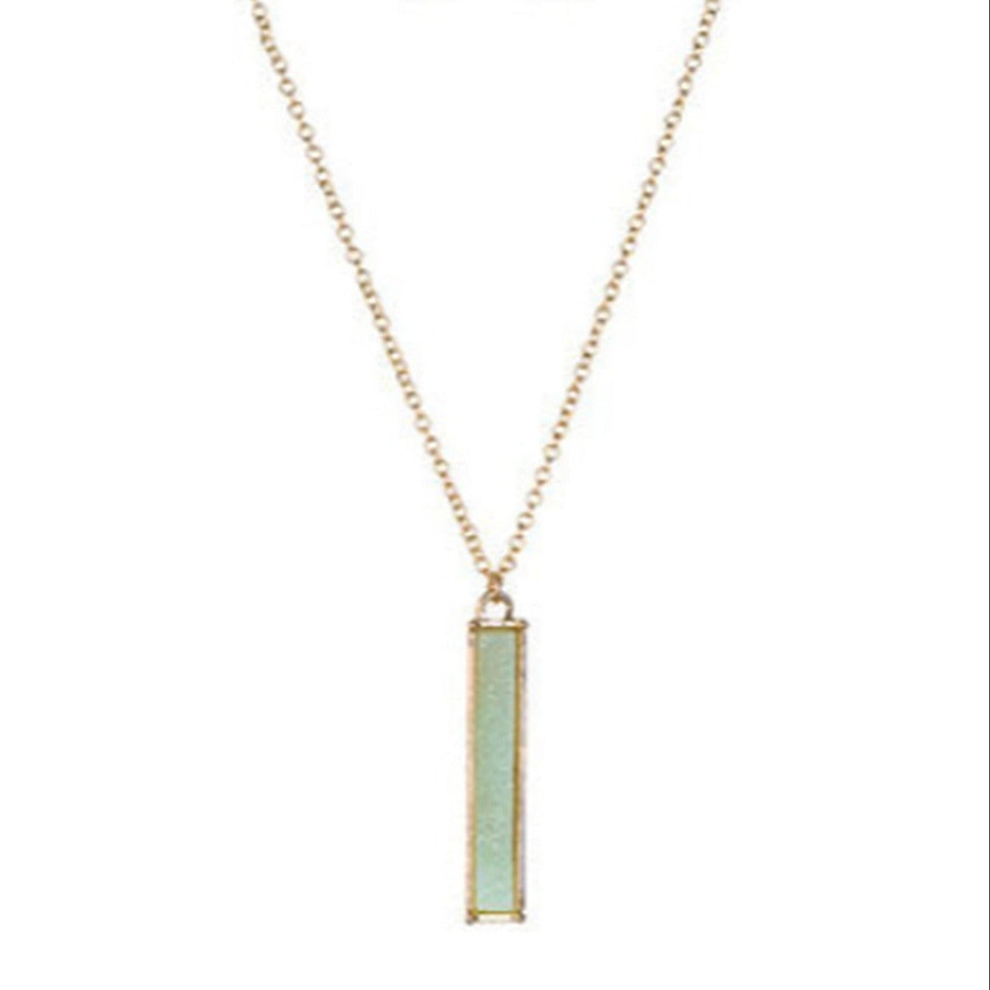 Green Druzy Bar Necklace Set