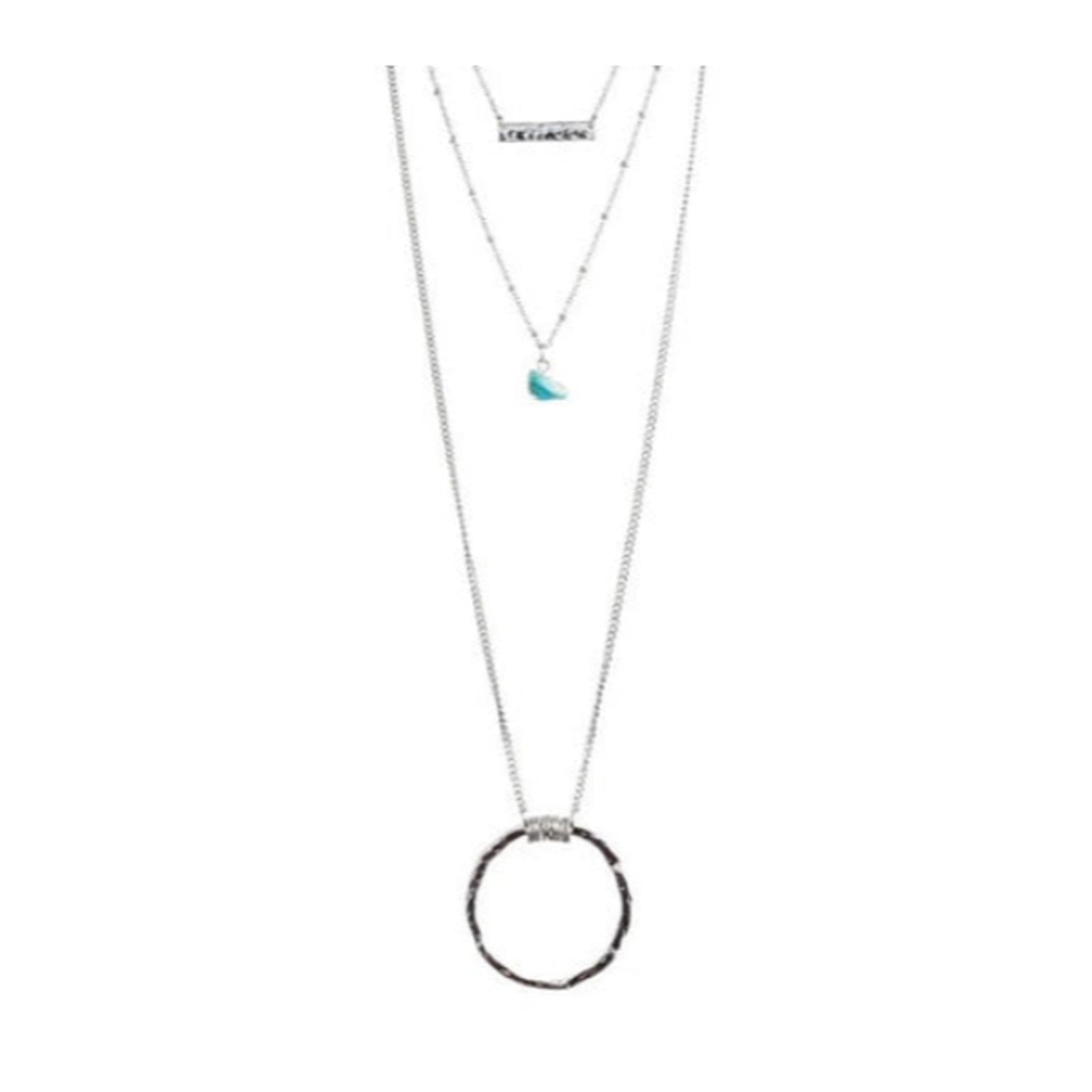 Silver Circle Layered Necklace Set