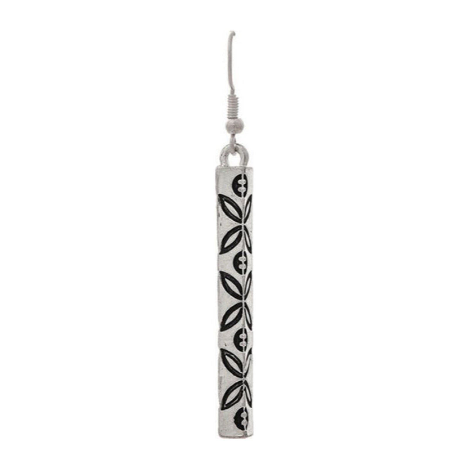 Pendientes de barra con grabado floral en plata