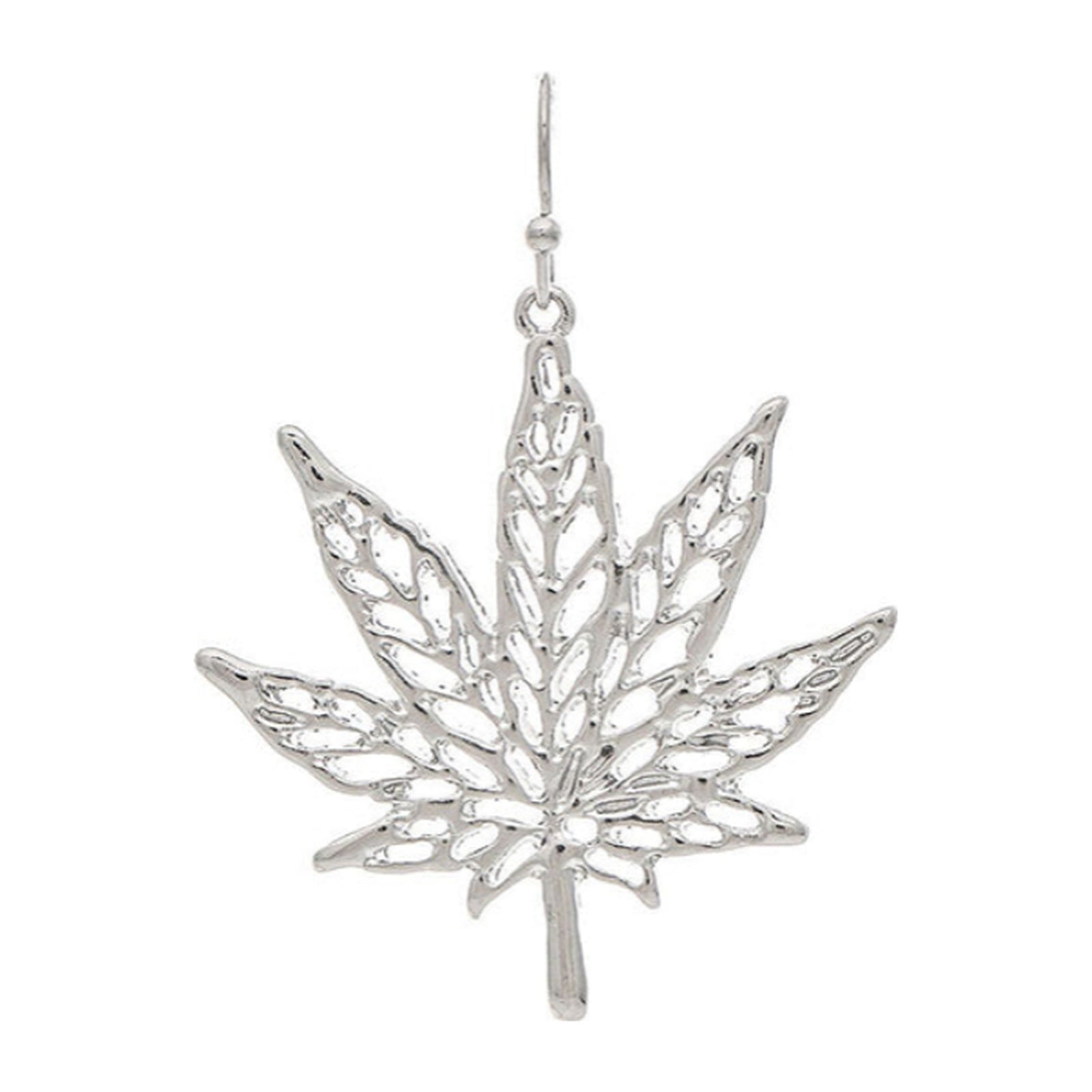 Silver-tone sativa leaf drop earrings with openwork detailing