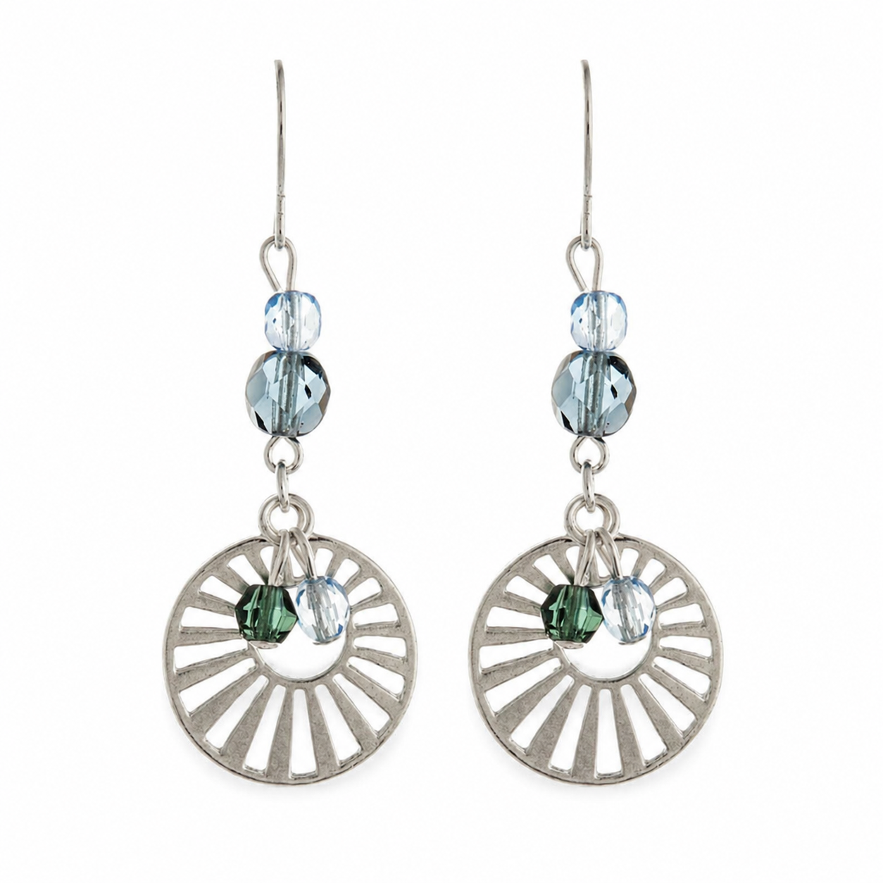 Pendientes de plata con forma de rueda de molino