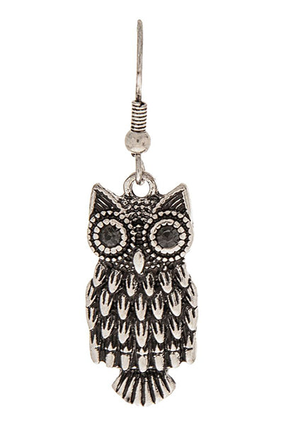 Silver Wide Eyed Owl Earrings