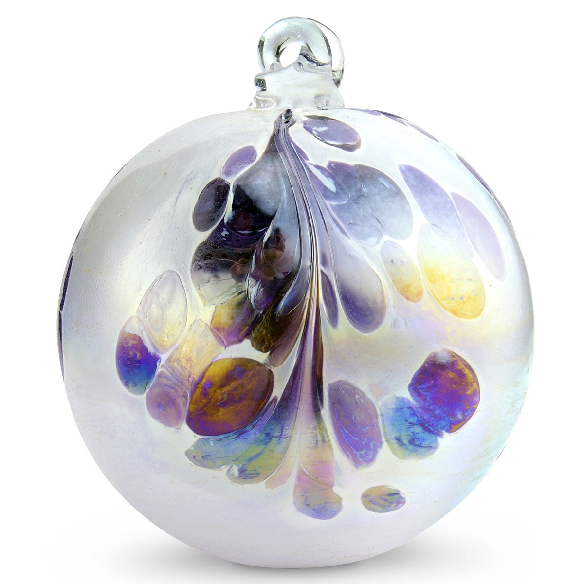 Violet Crested Glass Friendship Ball Ornament, 4″