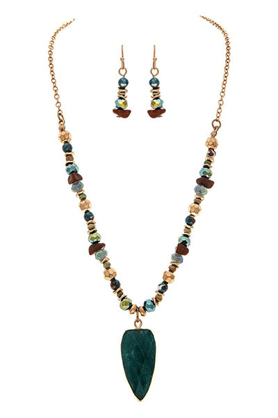 Multicolored Semi Precious Stone Necklace Set