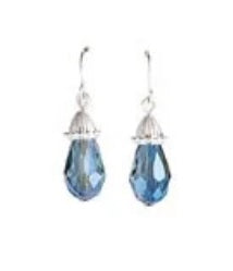 Silver Glass Drop Tassel Necklace Set